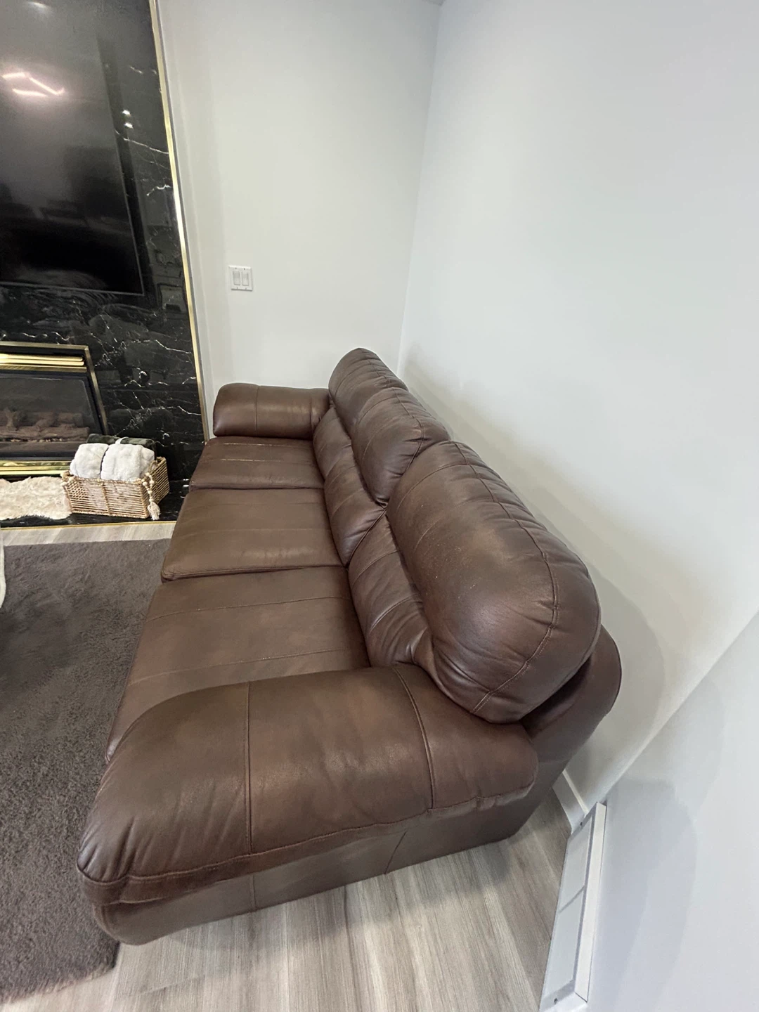 Brown Leather Sofa - photo 2