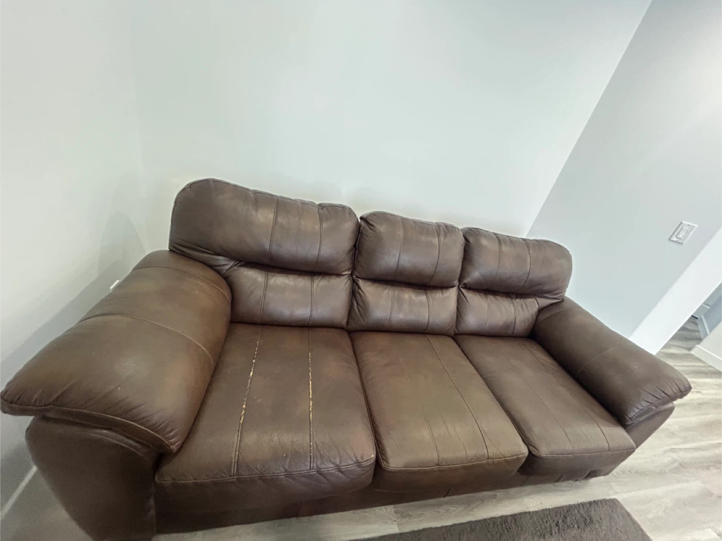 Brown Leather Sofa - photo 3