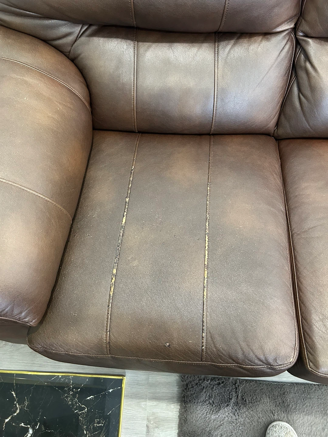 Brown Leather Sofa - photo 4