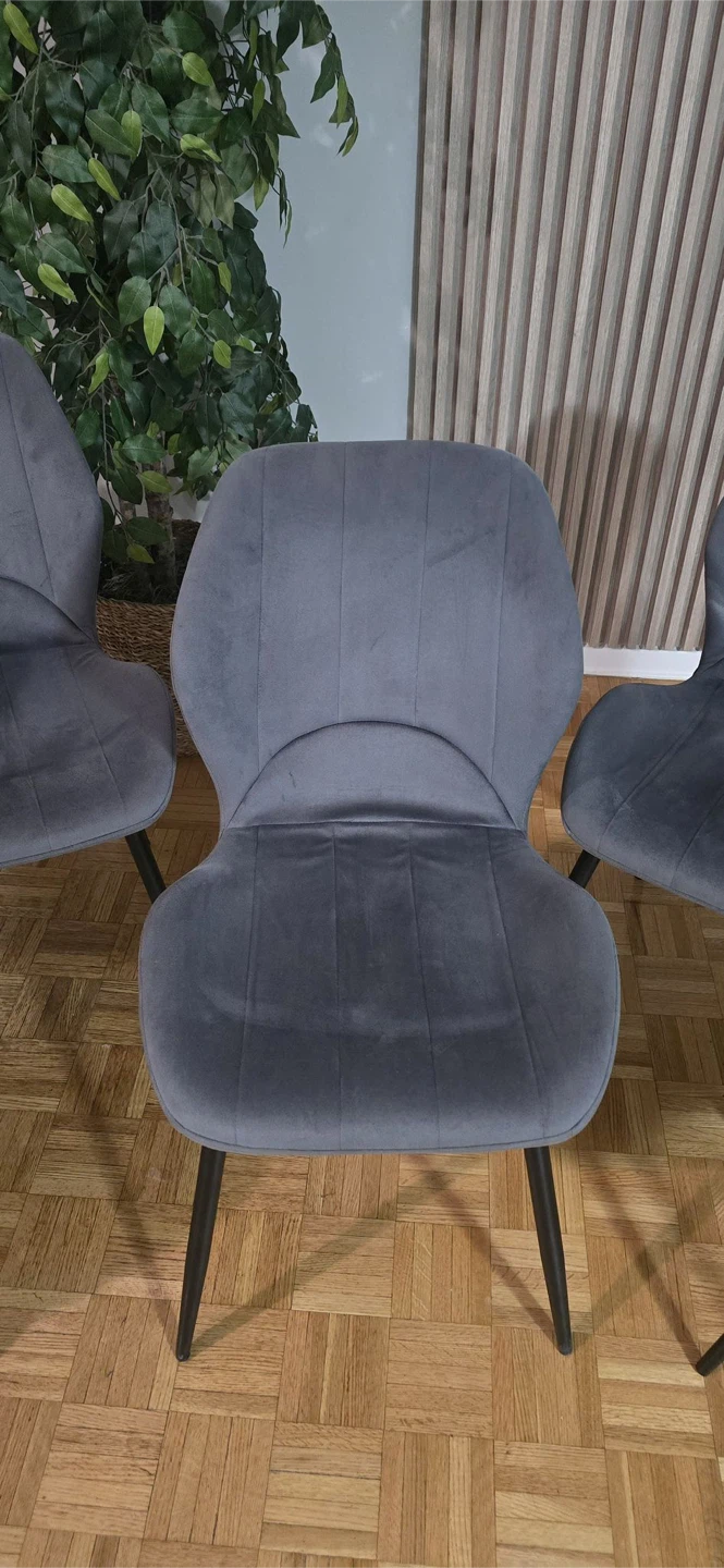 Set of 4 Grey Velvet Dining Chairs - photo 2