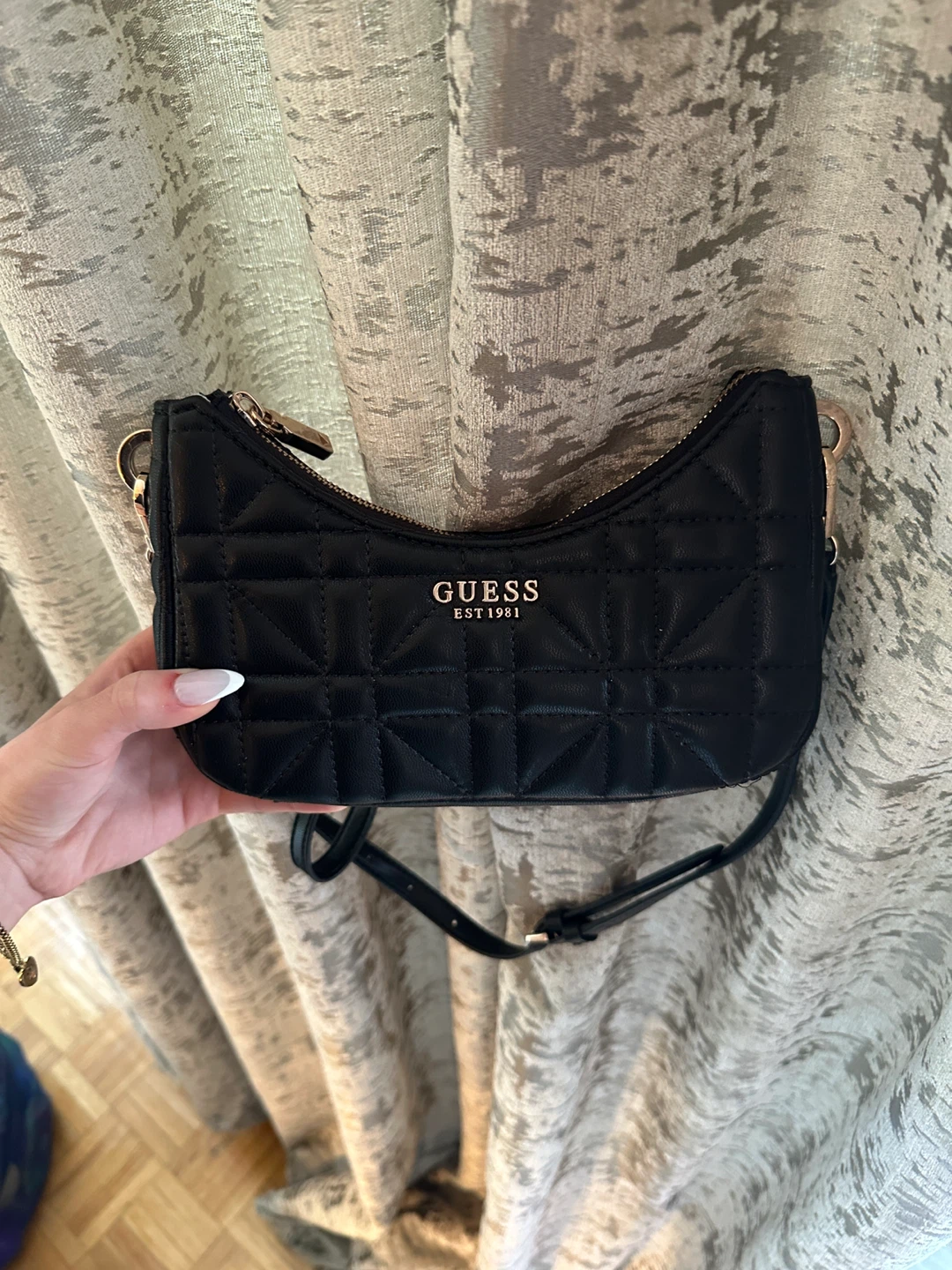 New Guess Black Quilted Shoulder Bag