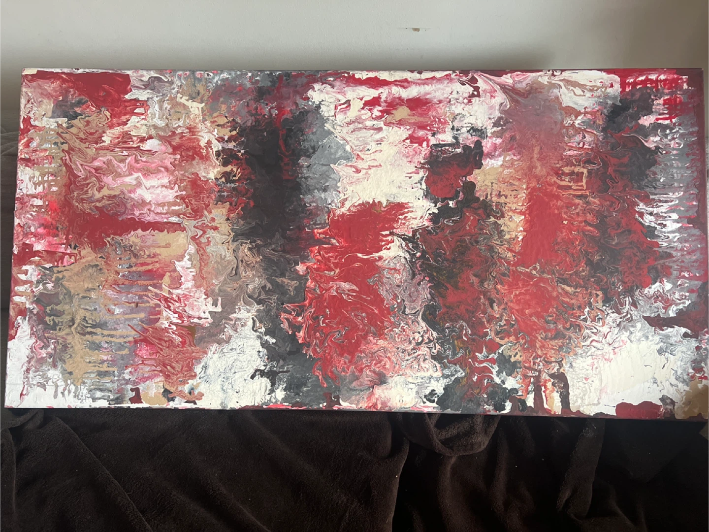 Original Abstract Painting - Red, Black, & White