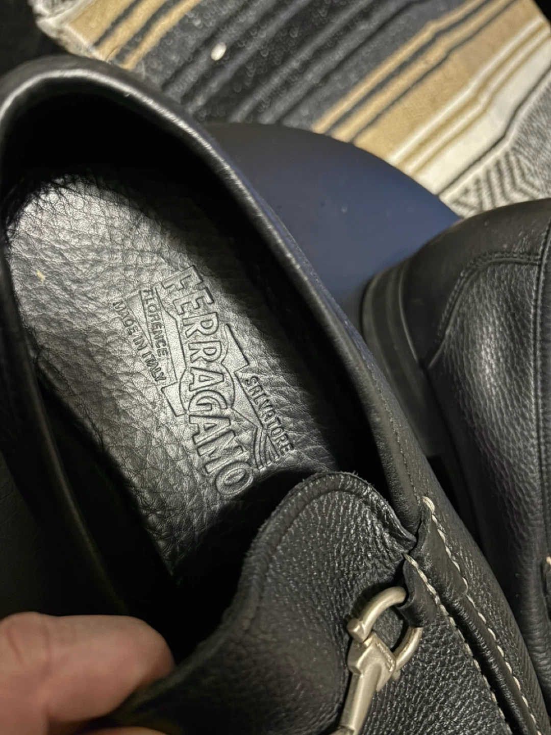 Salvatore Ferragamo Black Leather Loafers Size 8