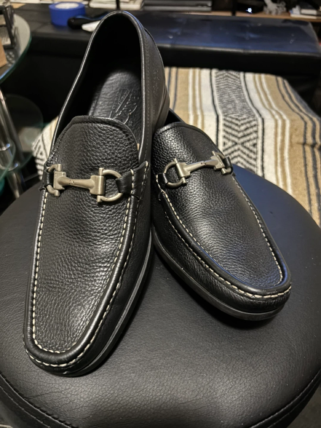 Salvatore Ferragamo Black Leather Loafers Size 8 - photo 5