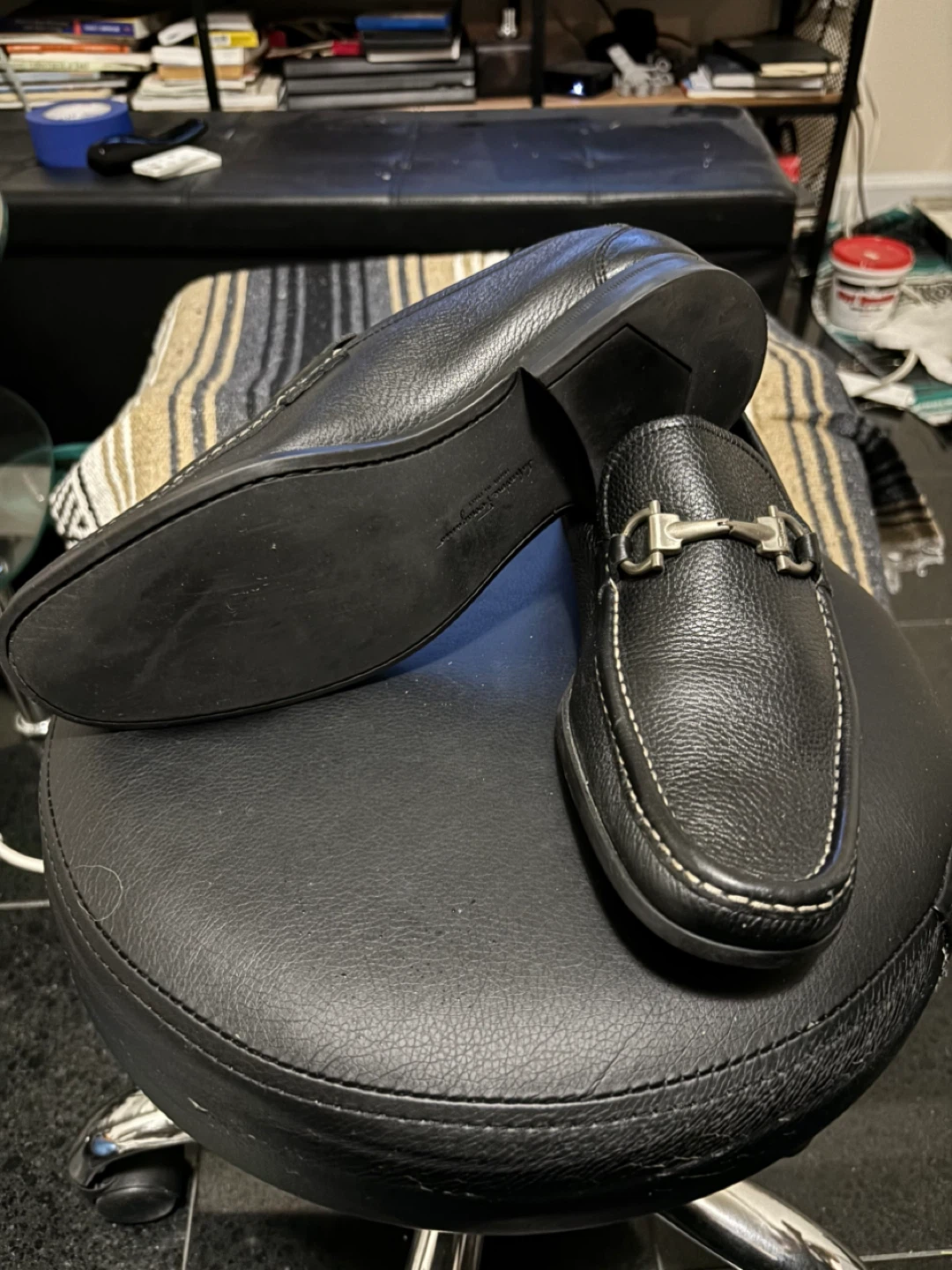 Salvatore Ferragamo Black Leather Loafers Size 8 - photo 3