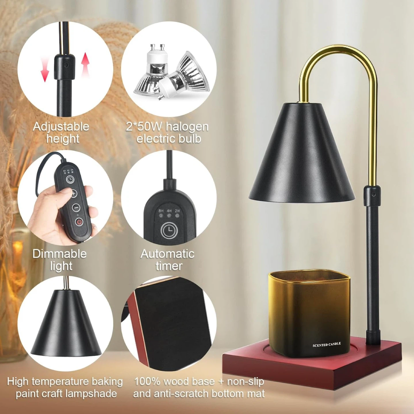 Candle Warmer Lamp with Timer & Dimmable Light - photo 5