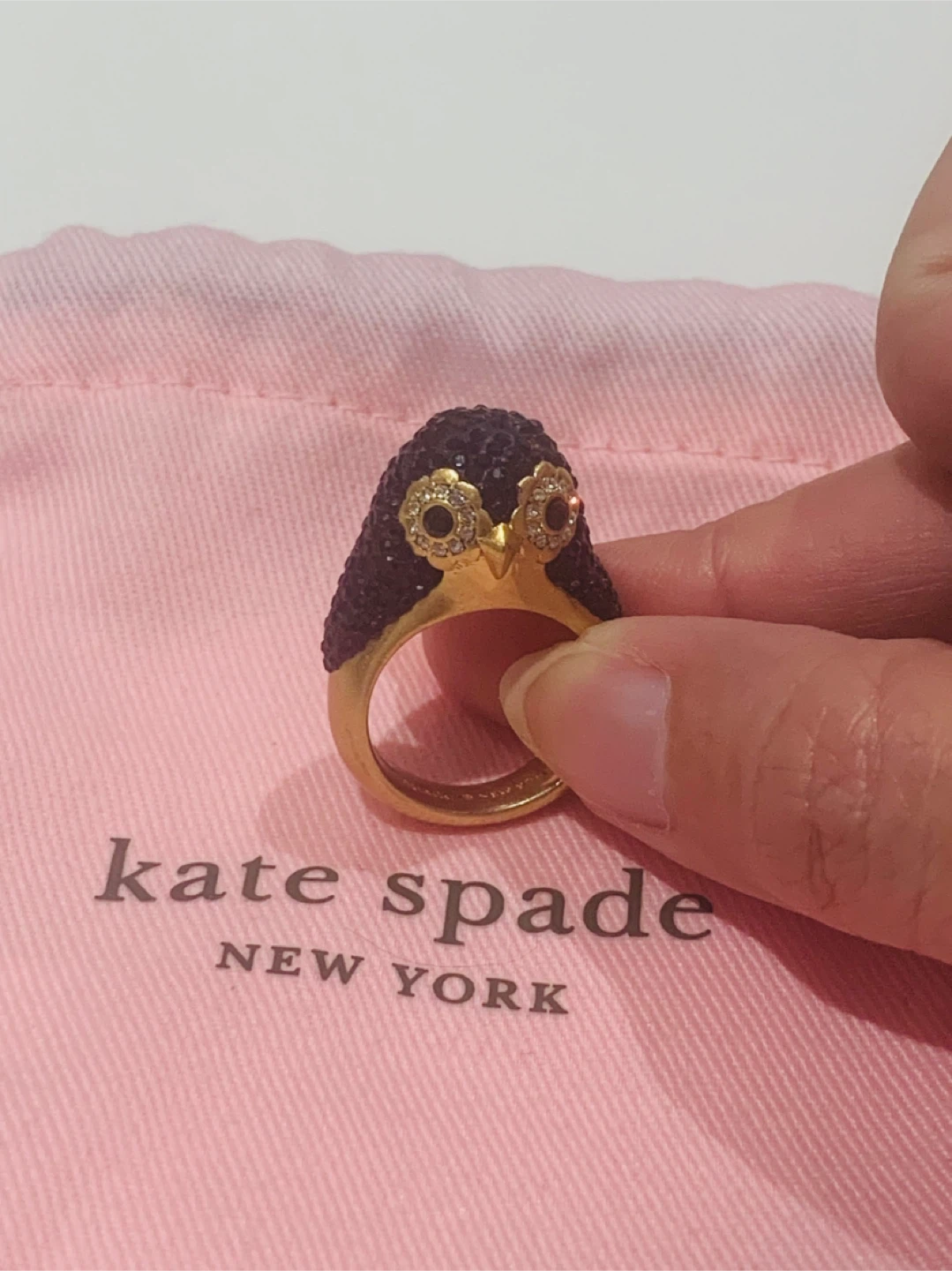 🐧 Kate Spade Penguin  Ring  Size 7 - Black & Gold 🐧