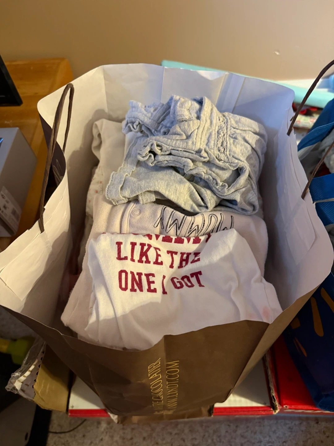Bag and Box of Mixed Baby Clothes 🧡