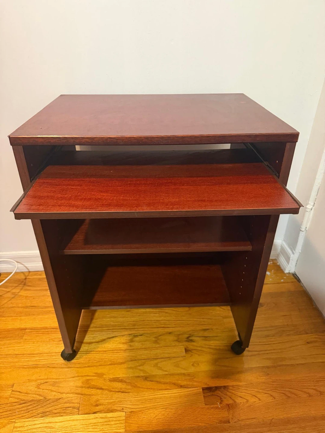 Wooden Rolling Computer Table