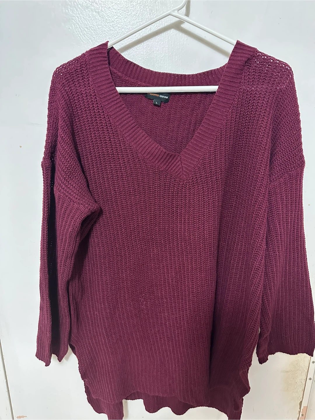 Ambiance Apparel Burgundy Knit Sweater - Size L