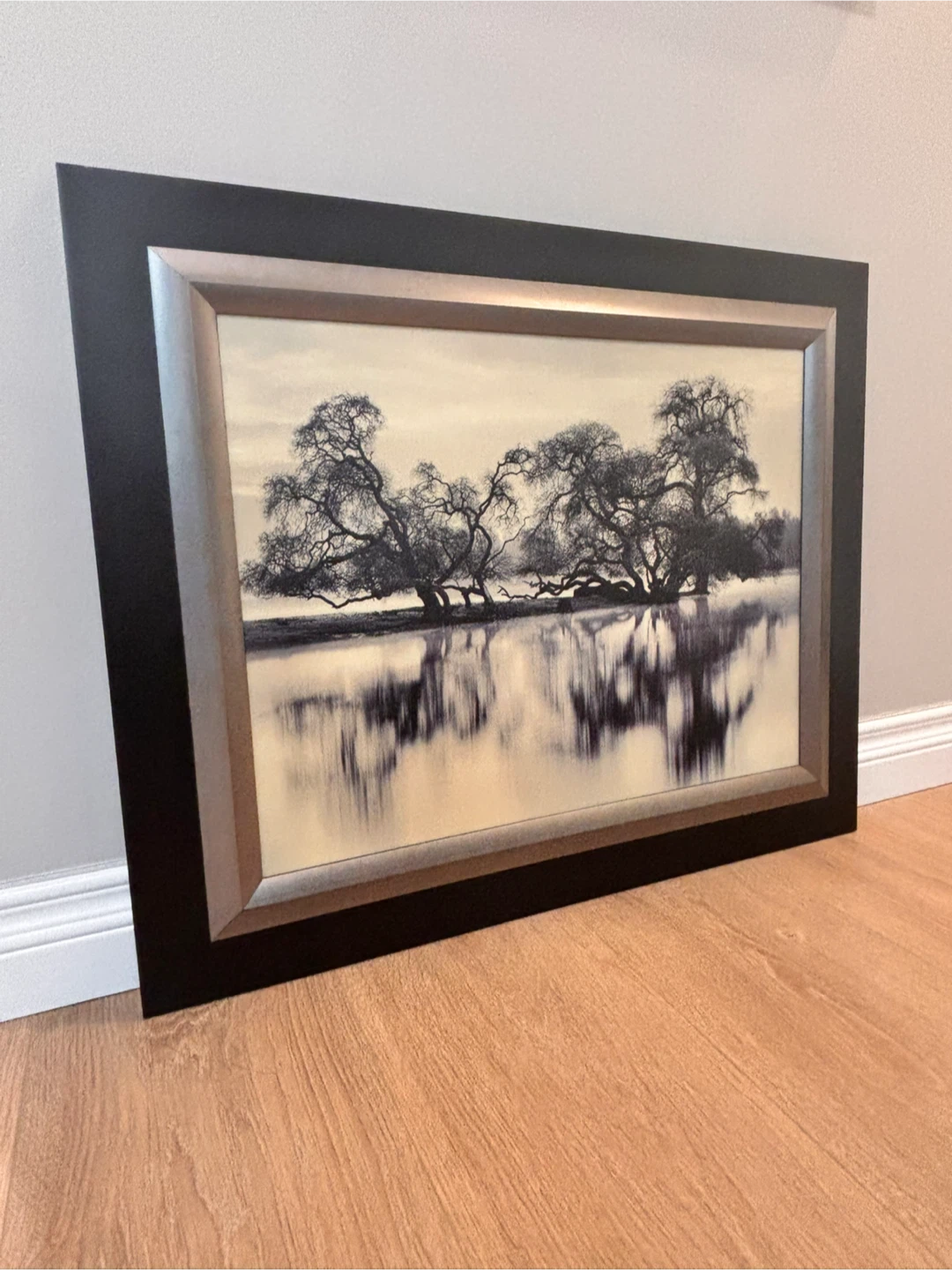 Framed Landscape Wall Art – Trees & Reflection - photo 2