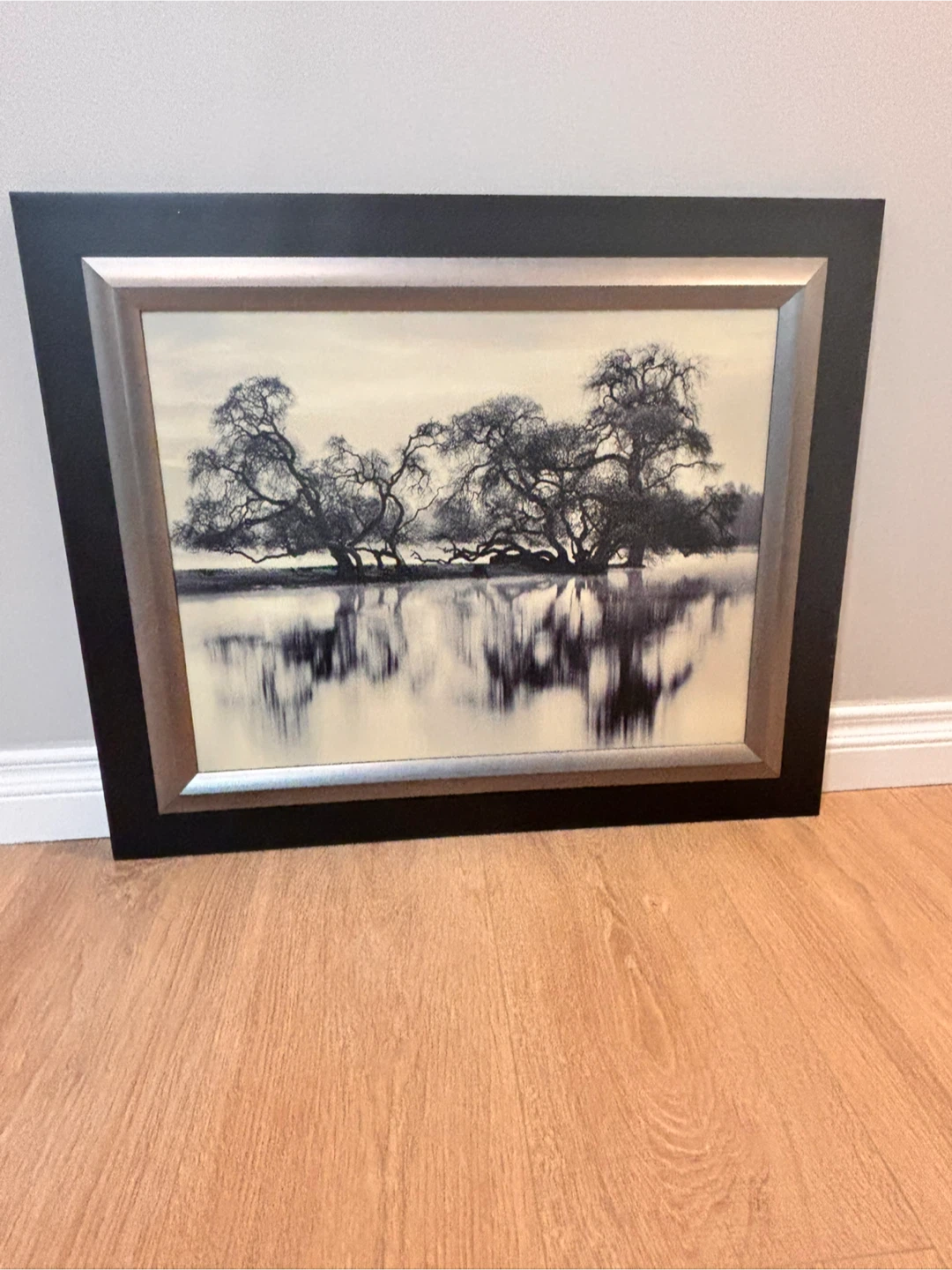 Framed Landscape Wall Art – Trees & Reflection - photo 3