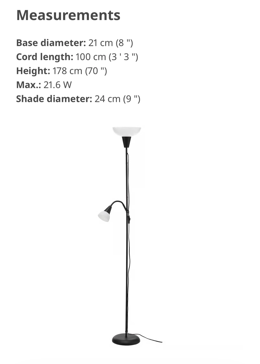 IKEA Floor Lamp with Reading Light - photo 2