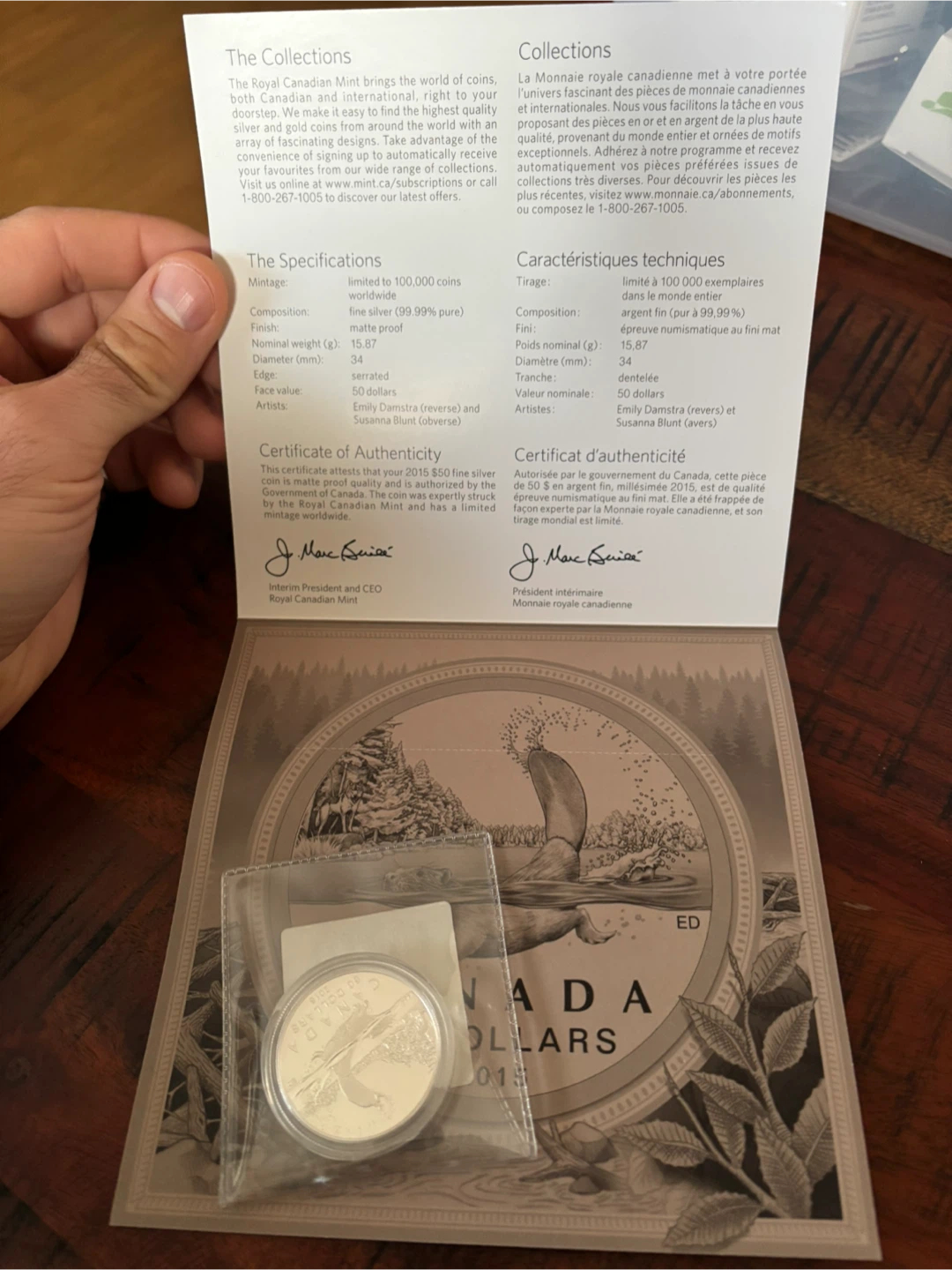 2015 Canada $50 Fine Silver Coin - Beaver - photo 2
