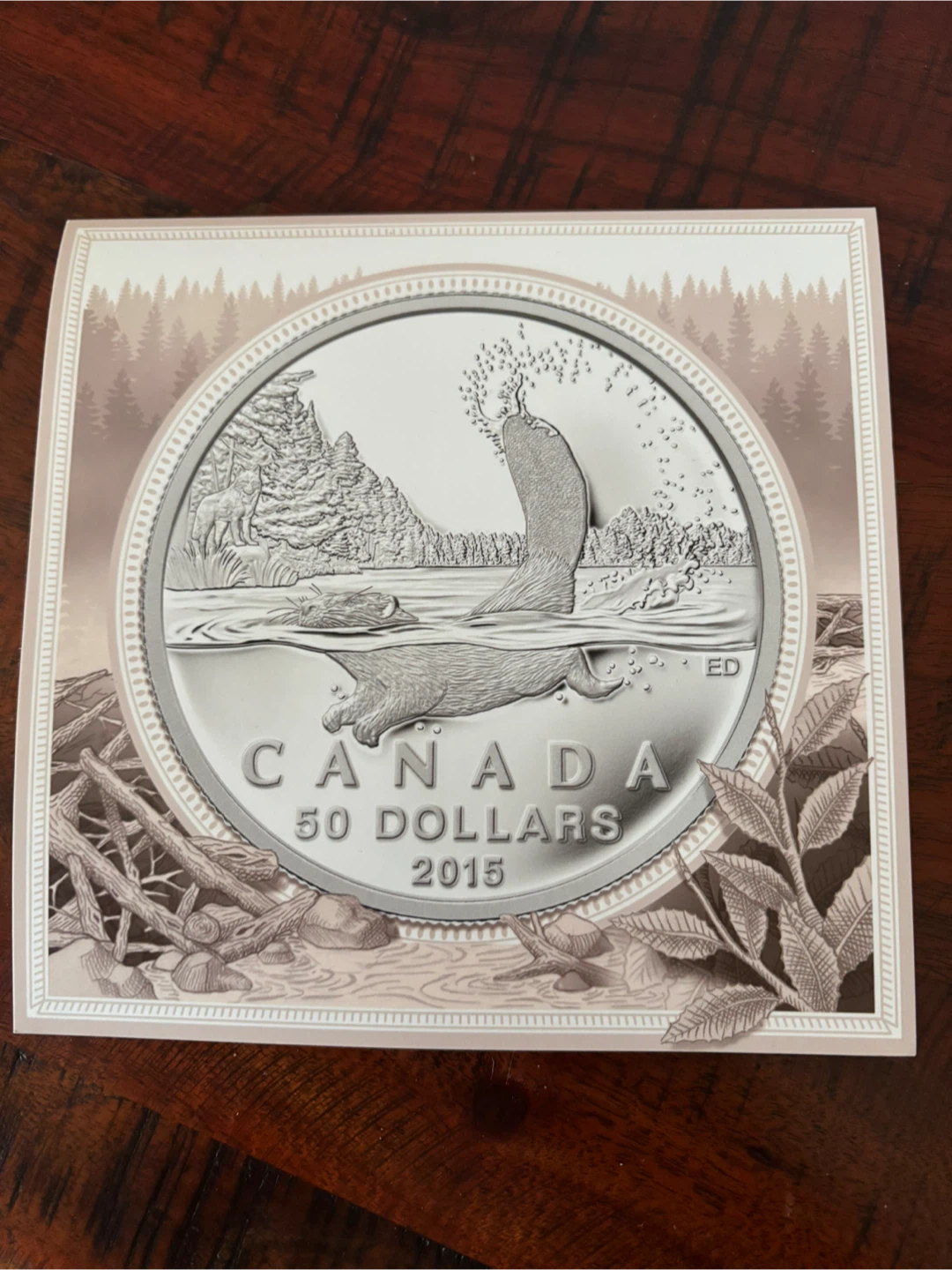 2015 Canada $50 Fine Silver Coin - Beaver
