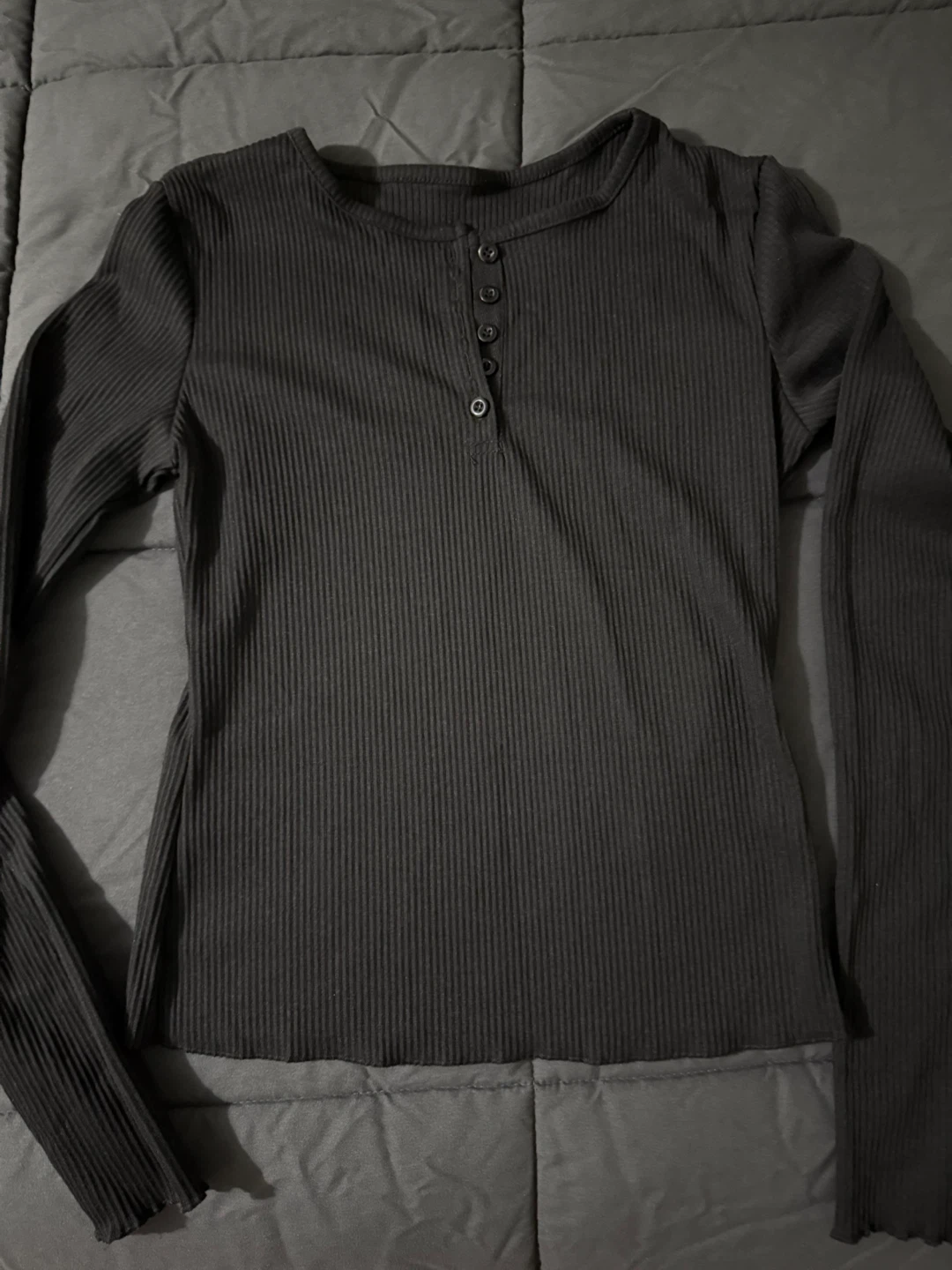 Dazy Black Ribbed Long Sleeve Top - Size S - photo 2