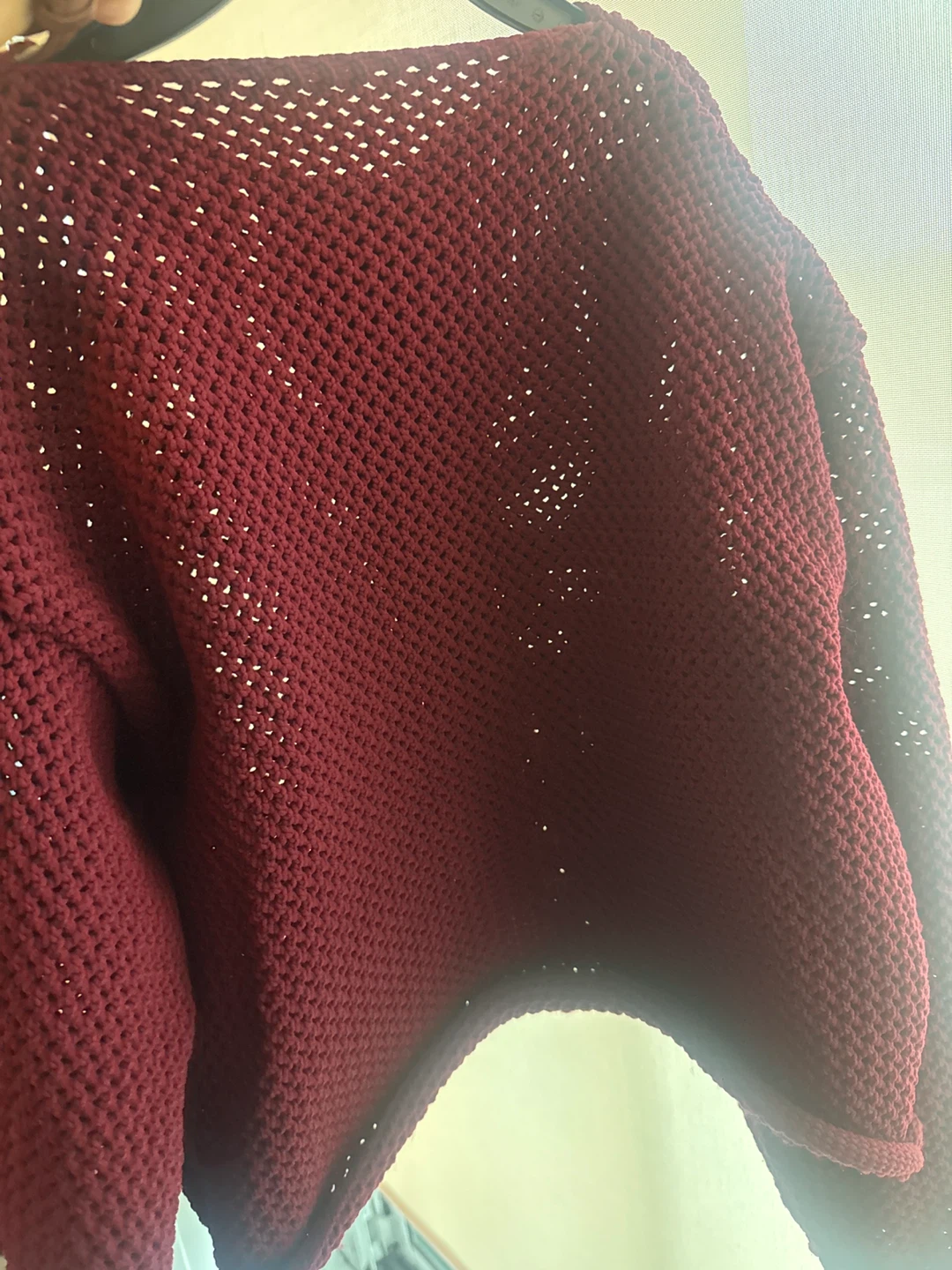 Burgundy Knit Cardigan with Large gold Buttons - photo 4
