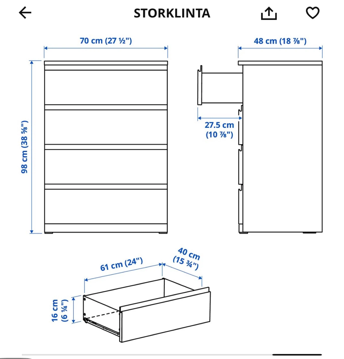 IKEA STORKLINTA 4-Drawer Chest - Oak Effect - photo 2