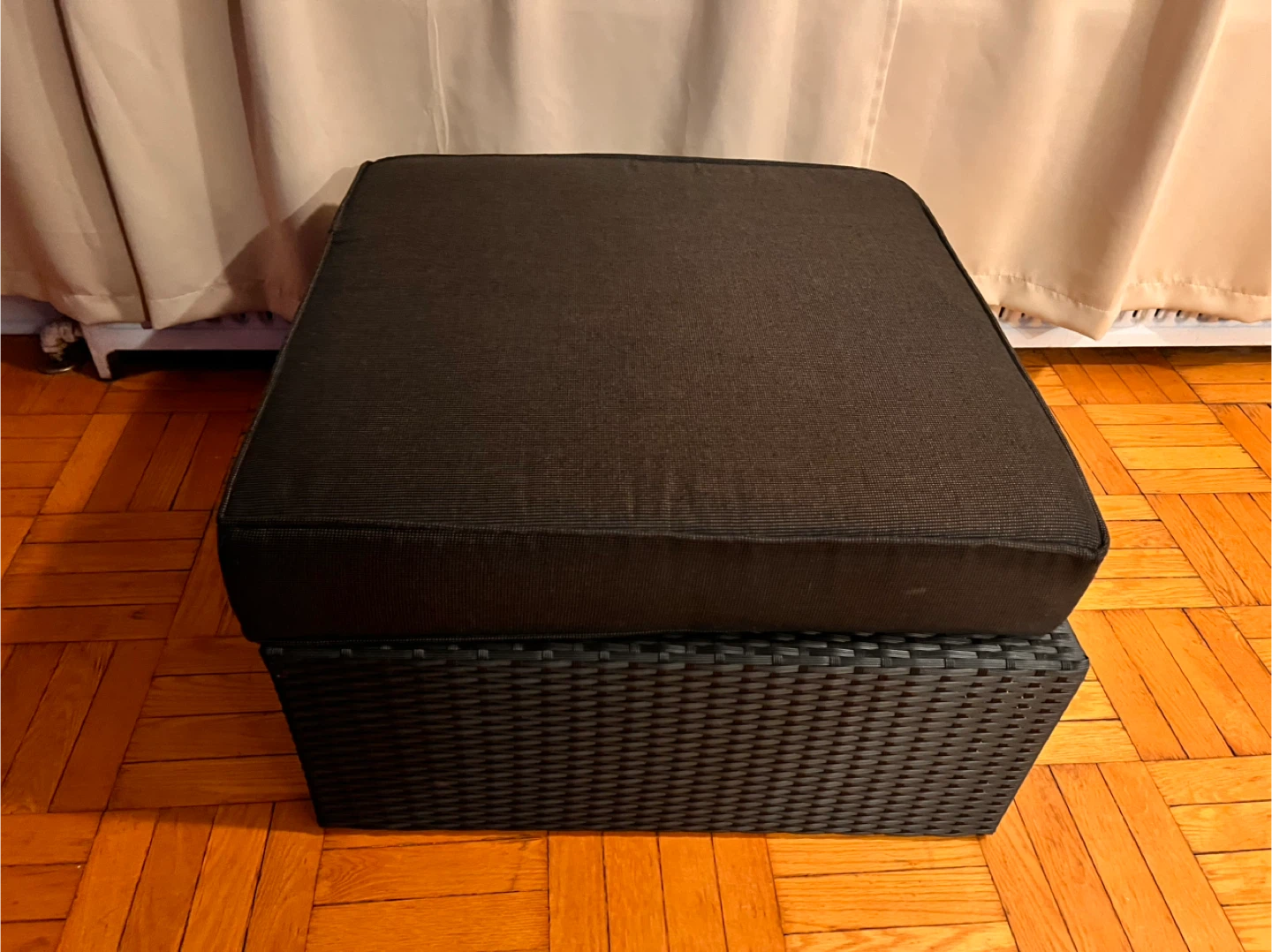 Black Wicker Ottoman