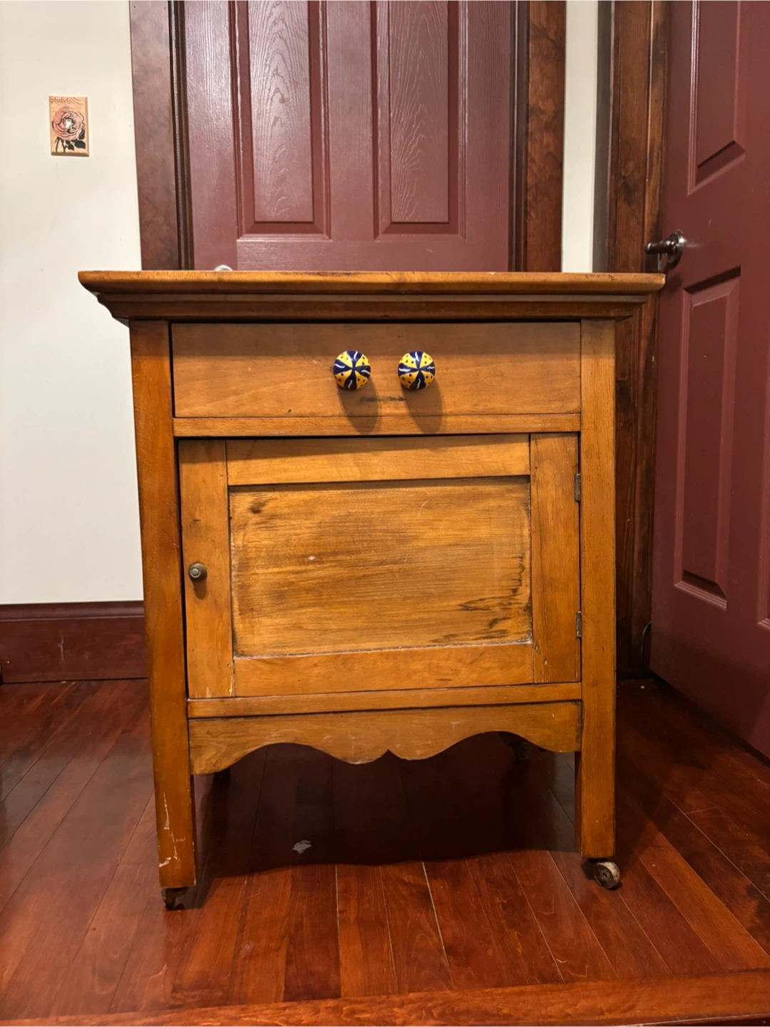 Antique Wooden Cabinet / Nightstand – Original Finish