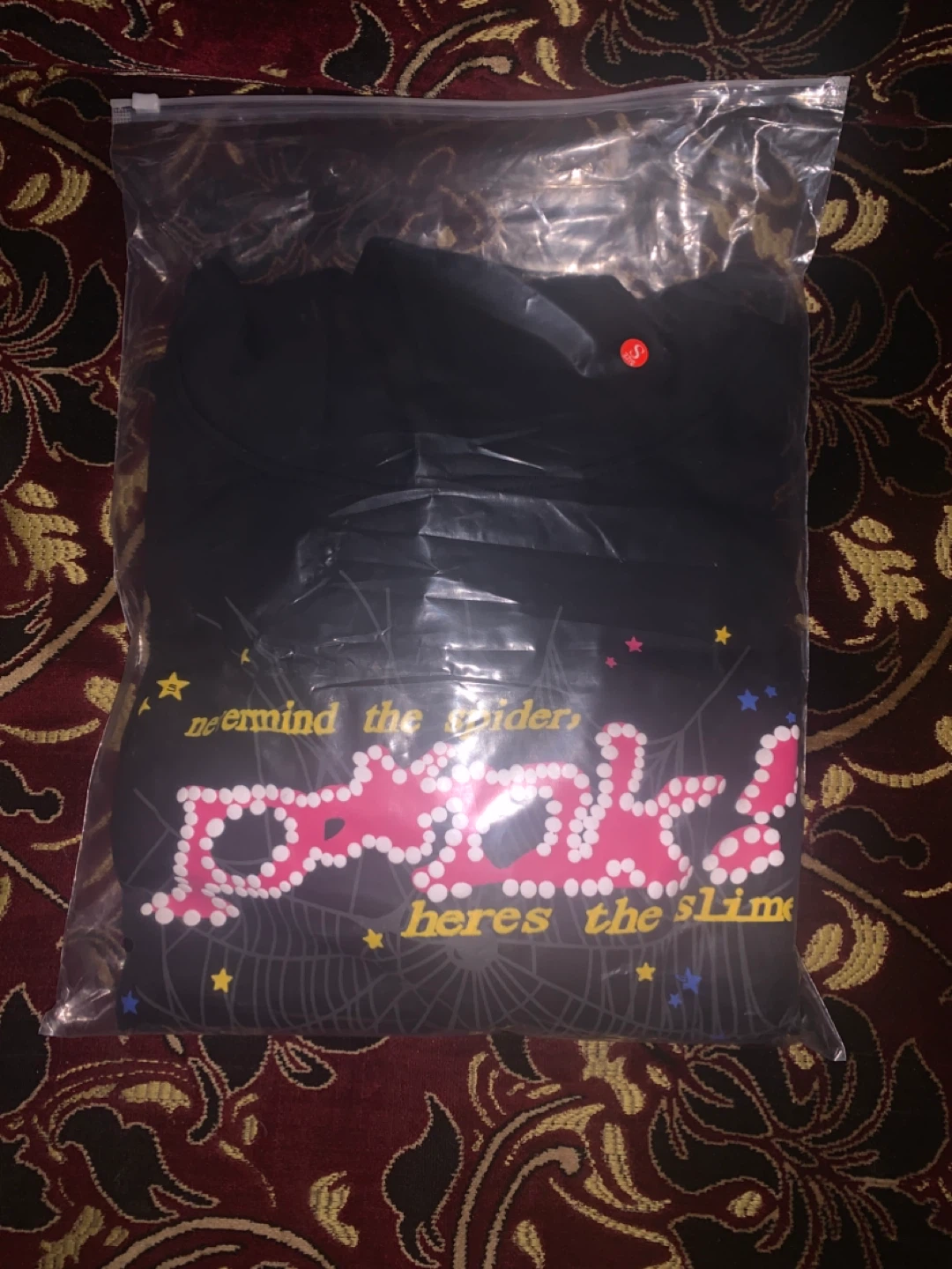 Black sp5der hoodie-size L