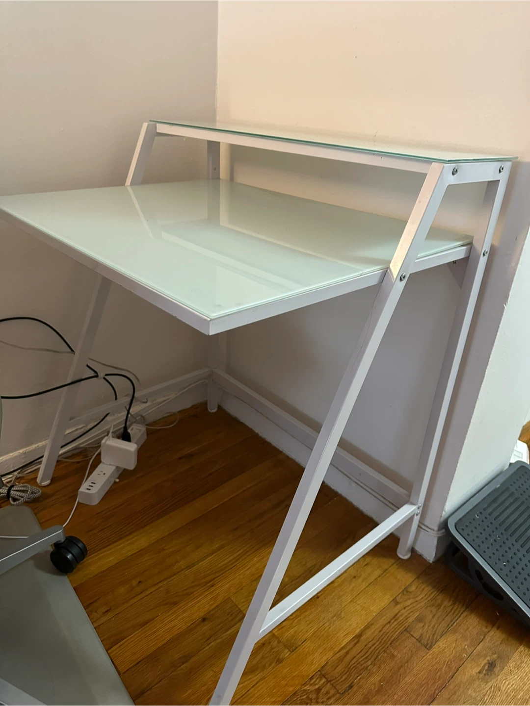 White Glass Top Desk