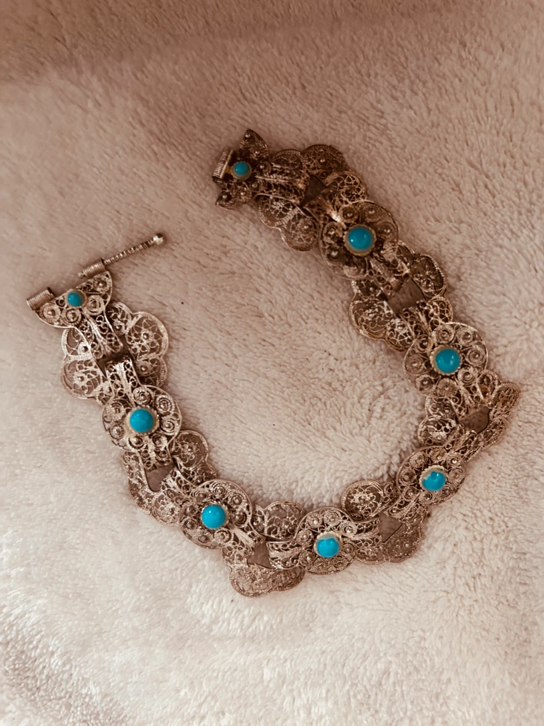 Sterling Silver Filigree Bracelet w blue stones: $800 online - photo 3