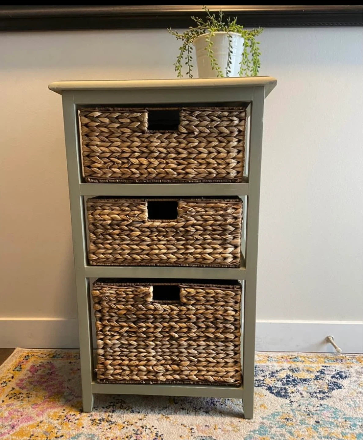 🥕Three-Drawer Storage Unit with Wicker Baskets
