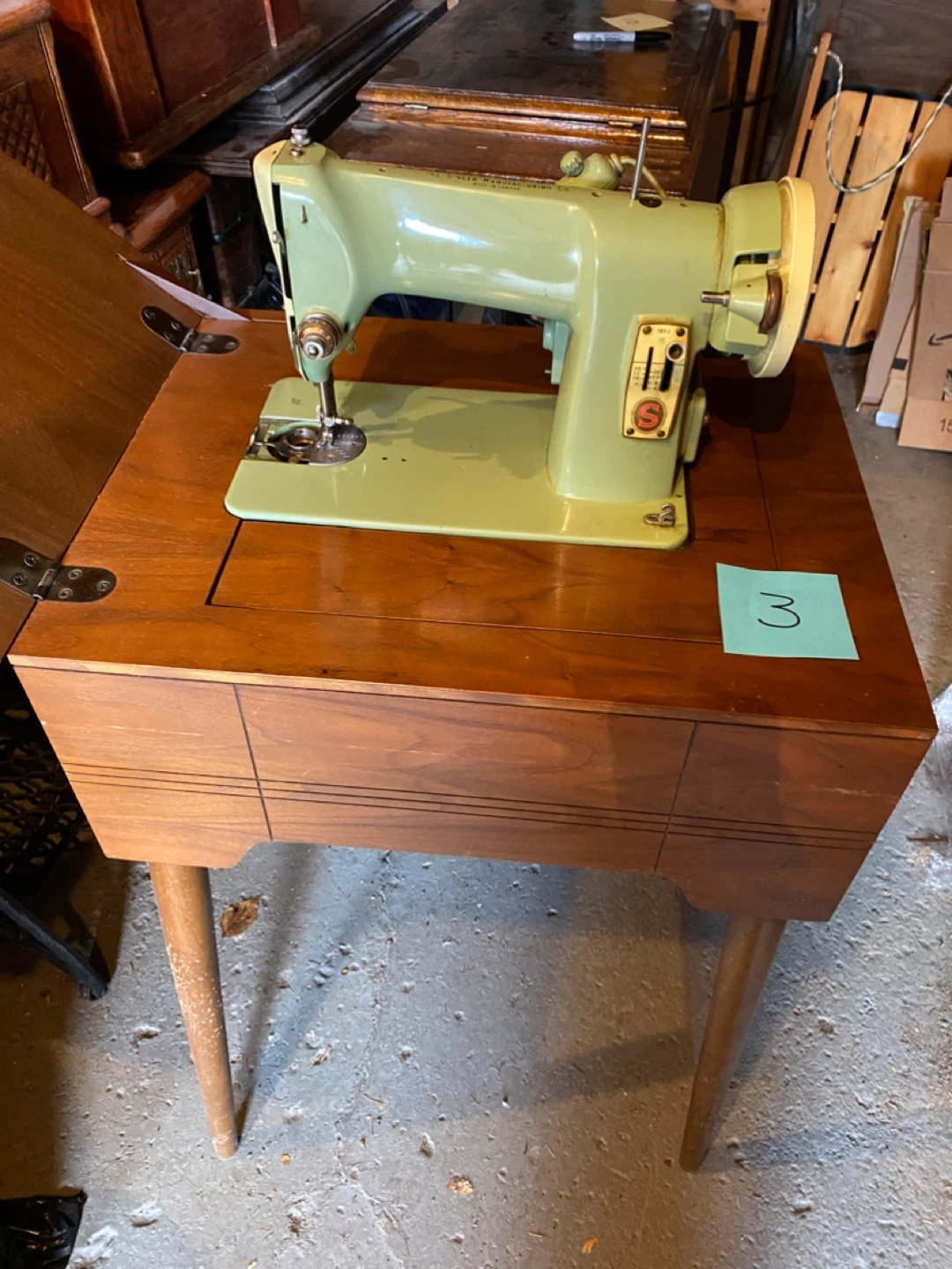 Vintage Singer Sewing Machine with Cabinet