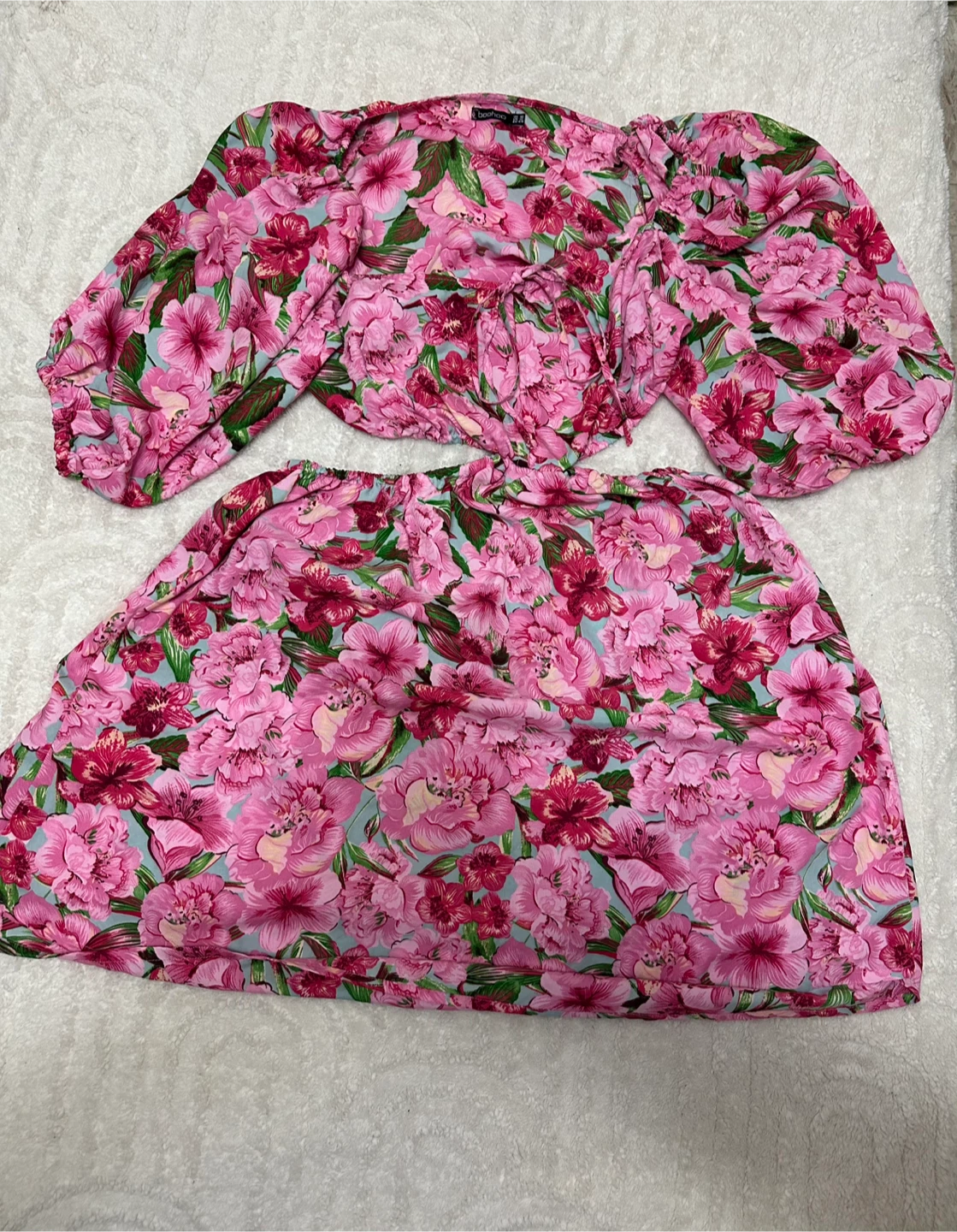 Boohoo Pink Floral Cut Out Skater Dress- Size US 12 - photo 2