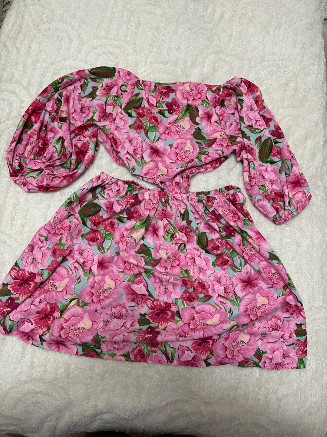 Boohoo Pink Floral Cut Out Skater Dress- Size US 12 - photo 3