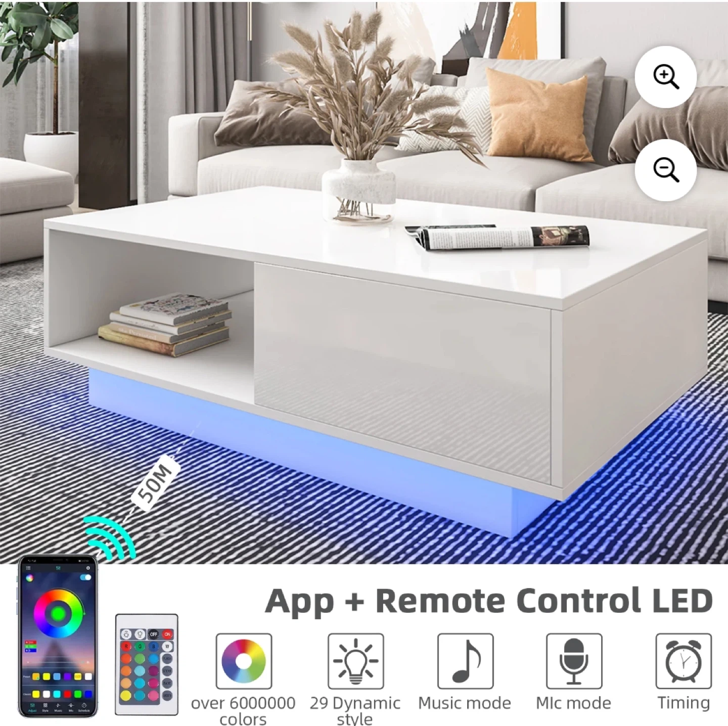 Hommpa White Coffee Table