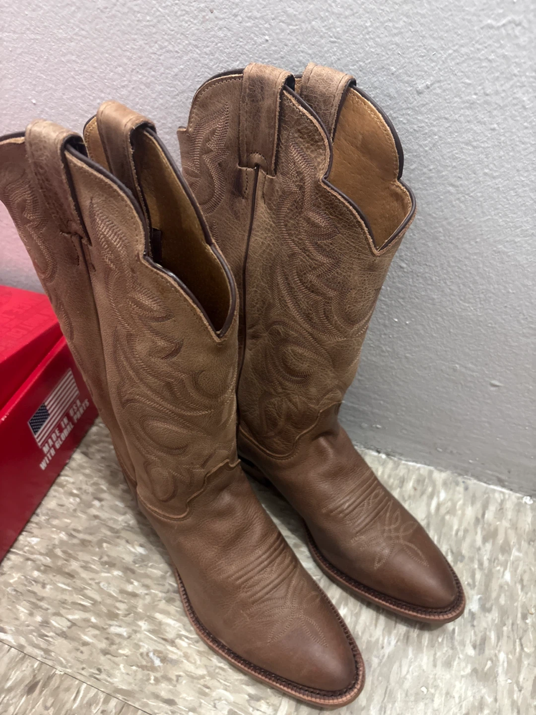 Justin Brown Leather Cowboy Boots - photo 2