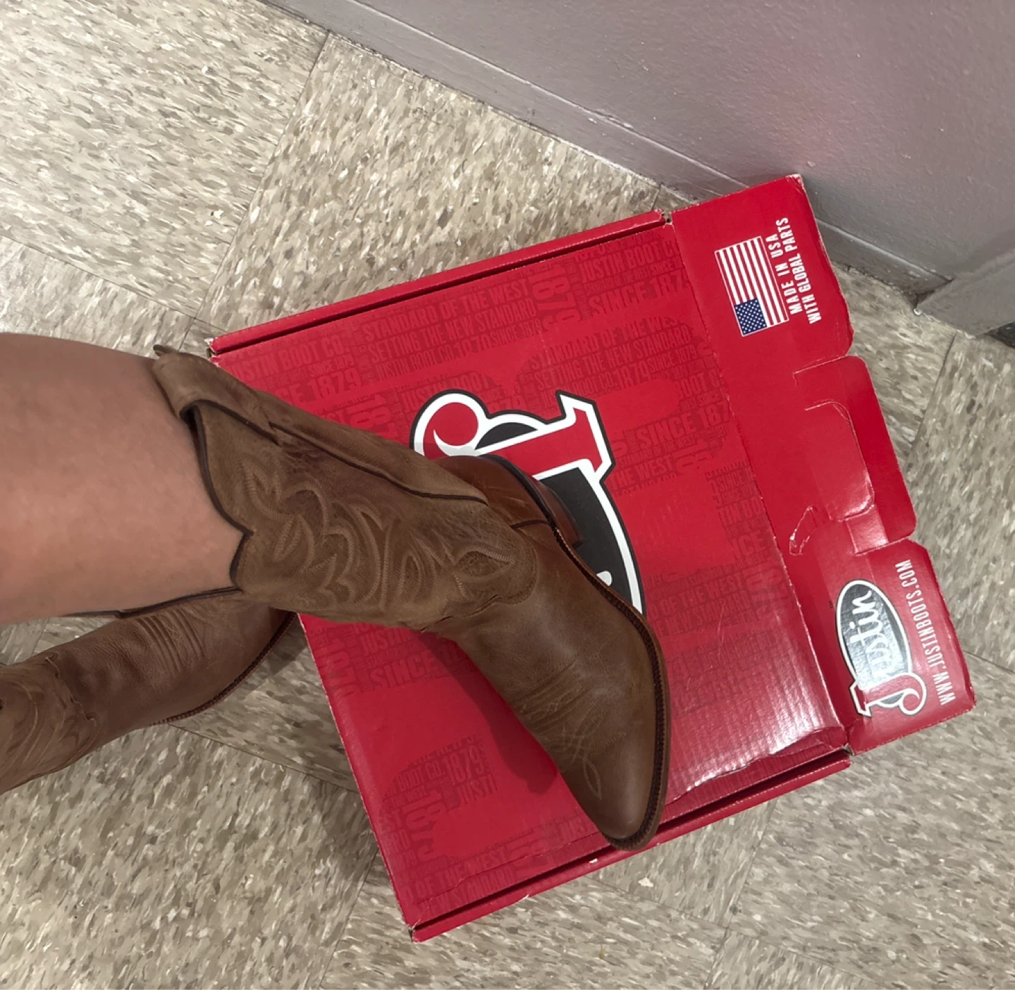 Justin Brown Leather Cowboy Boots