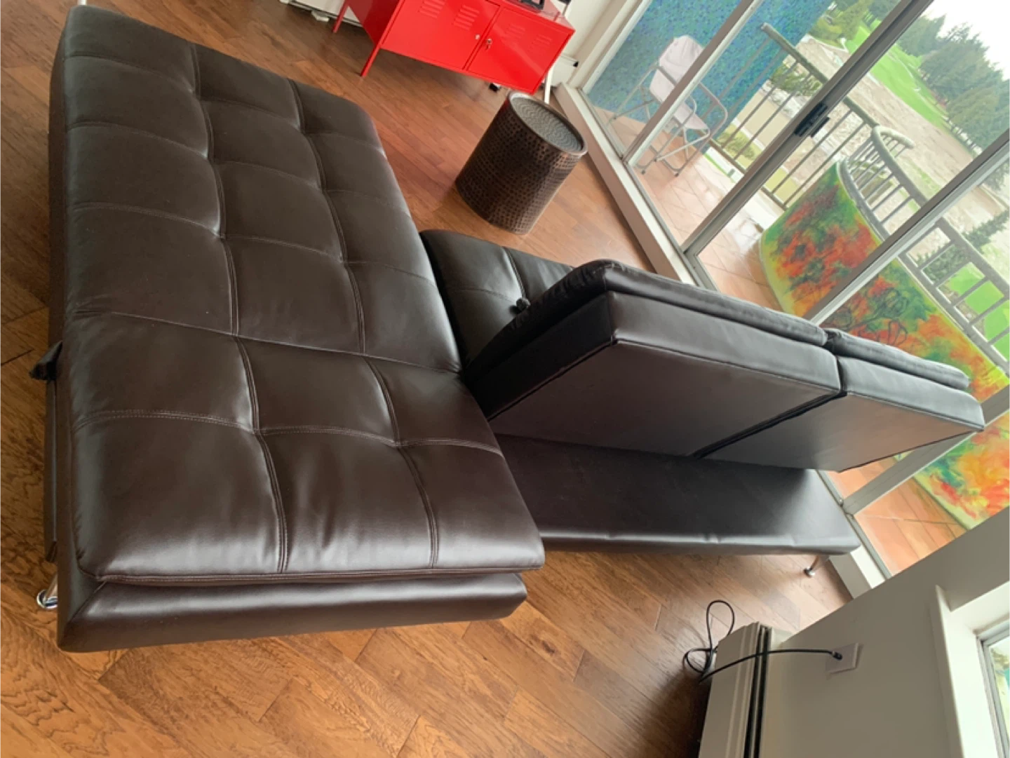 Black Faux Leather Sectional Sofa bed - photo 4