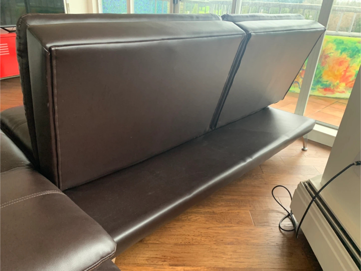 Black Faux Leather Sectional Sofa bed - photo 5