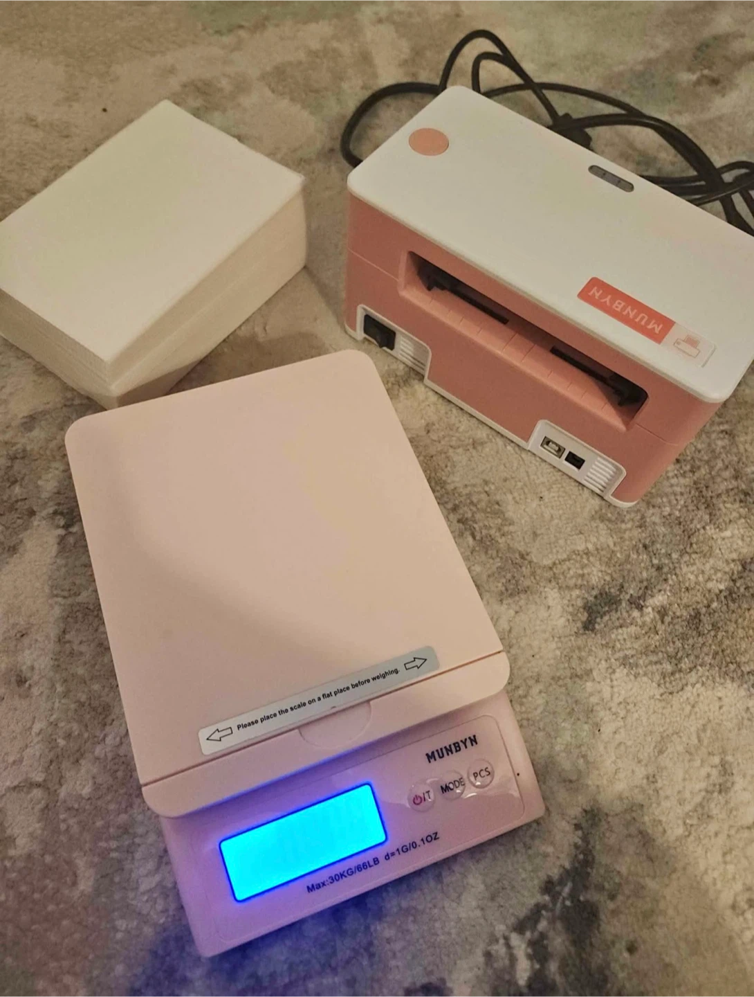 MUNBYN Printer and scale plus Shipping Supplies Bundle