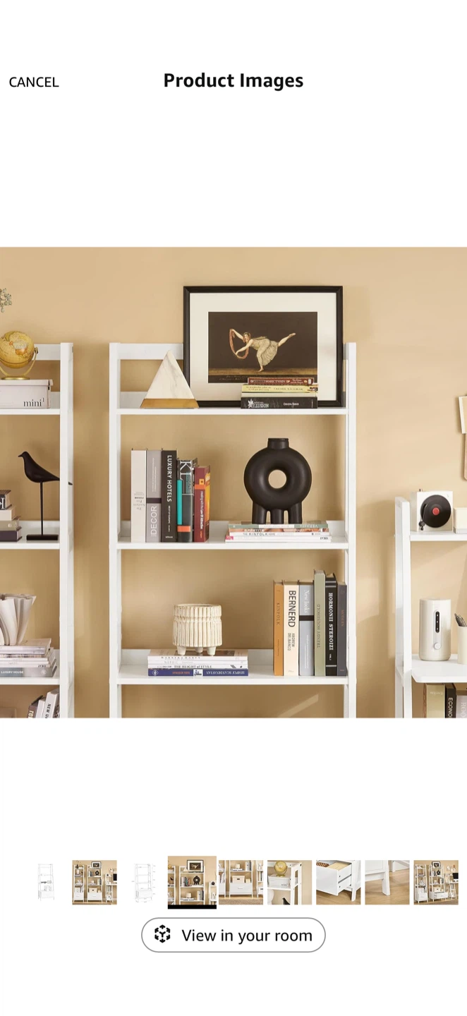 White Ladder Shelf with Drawer - photo 3