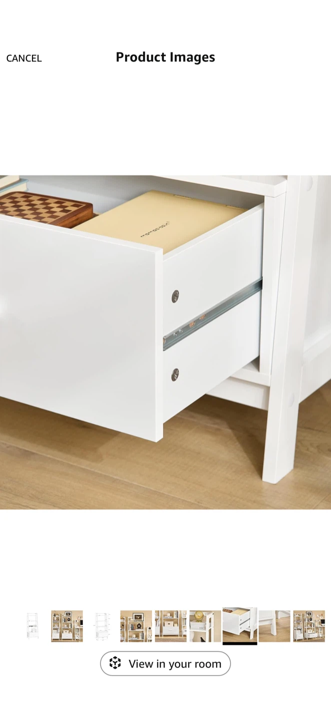 White Ladder Shelf with Drawer - photo 5