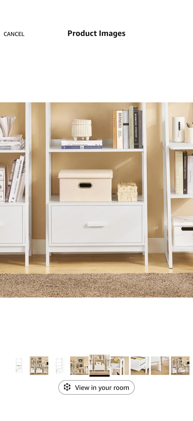 White Ladder Shelf with Drawer - photo 4