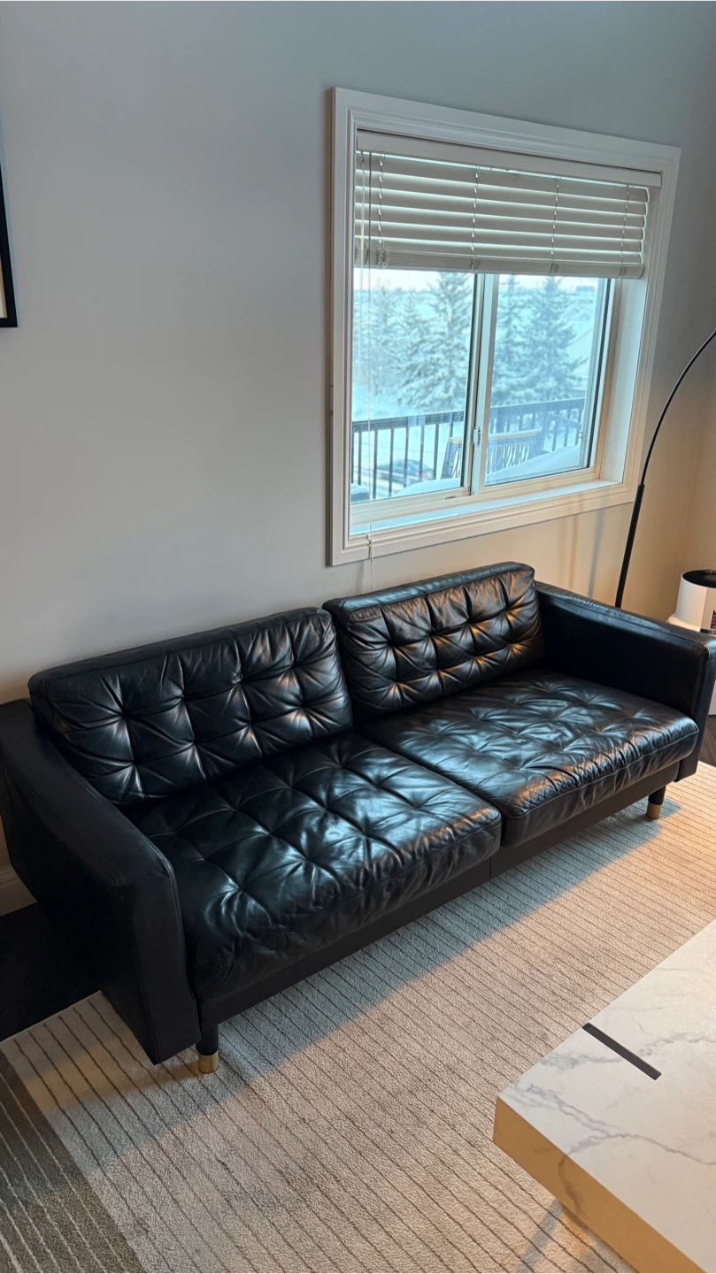 IKEA MORABO Leather Sofa – Black - photo 3