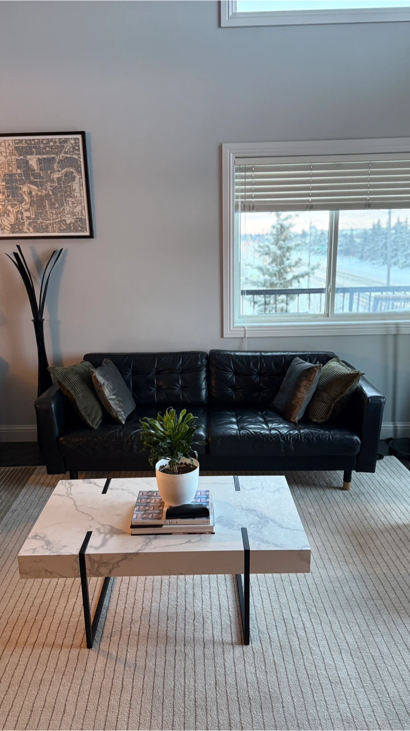 IKEA MORABO Leather Sofa – Black
