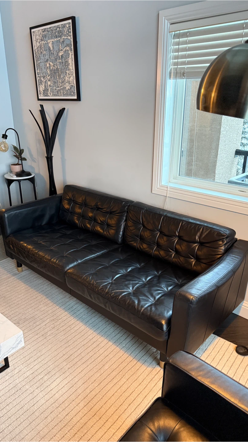 IKEA MORABO Leather Sofa – Black - photo 2