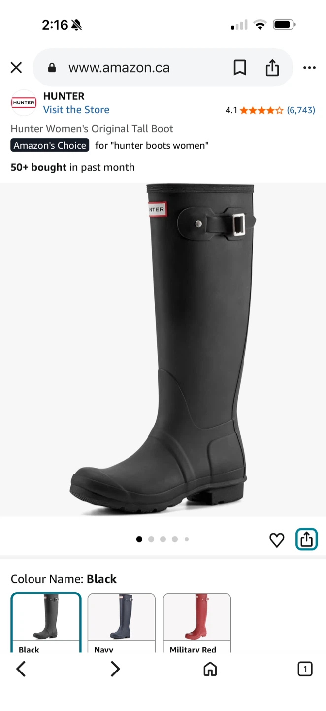 Hunter Women's Original Tall Black Rain Boots - Size 8 - photo 4