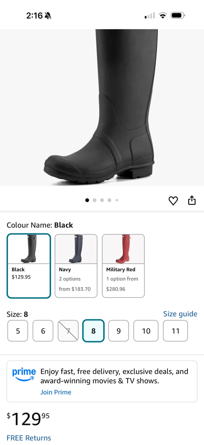 Hunter Women's Original Tall Black Rain Boots - Size 8 - photo 5