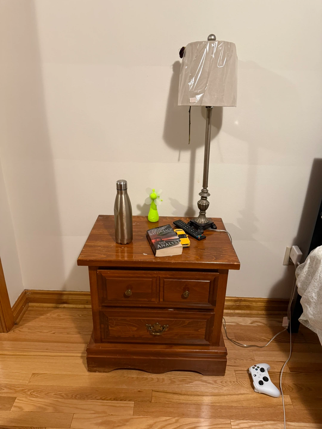 Wooden Nightstand with Drawers