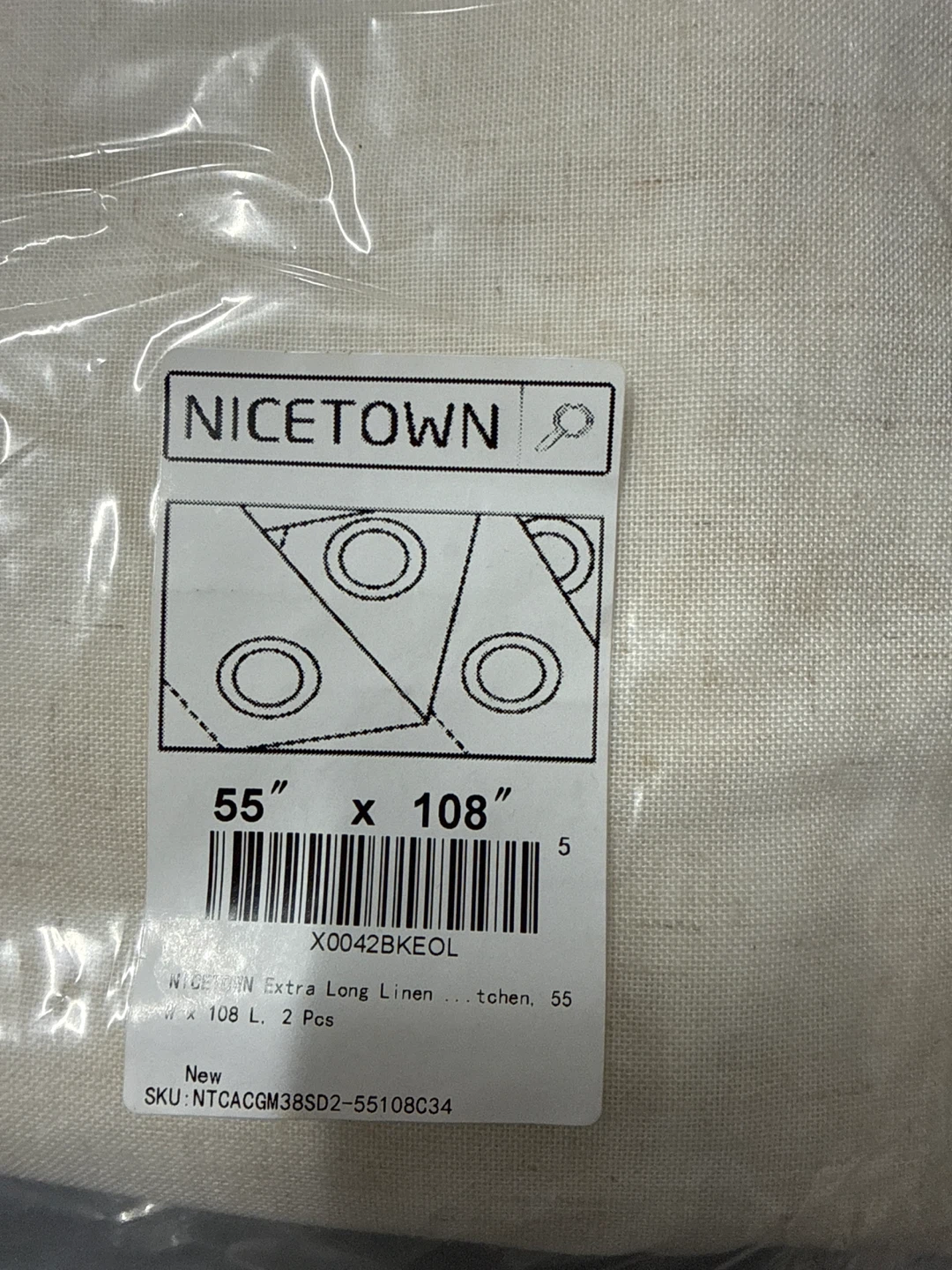 2 pcs NICETOWN Extra Long Linen Curtains 55" x 108"
