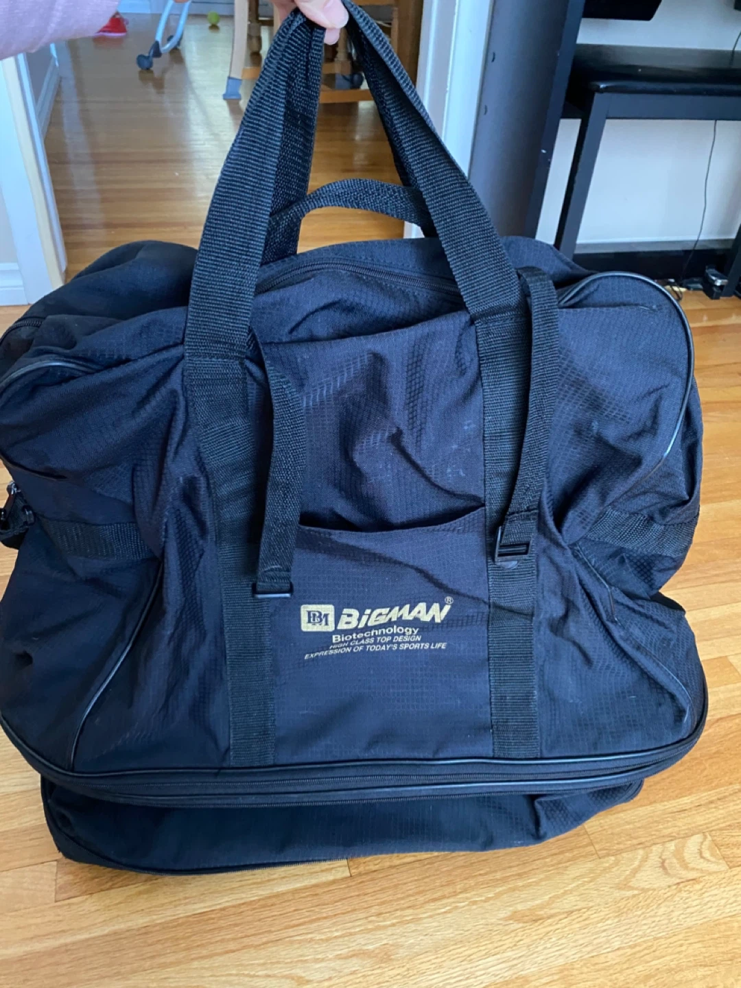 Bigman Biotechnology Black Rolling Duffel Bag