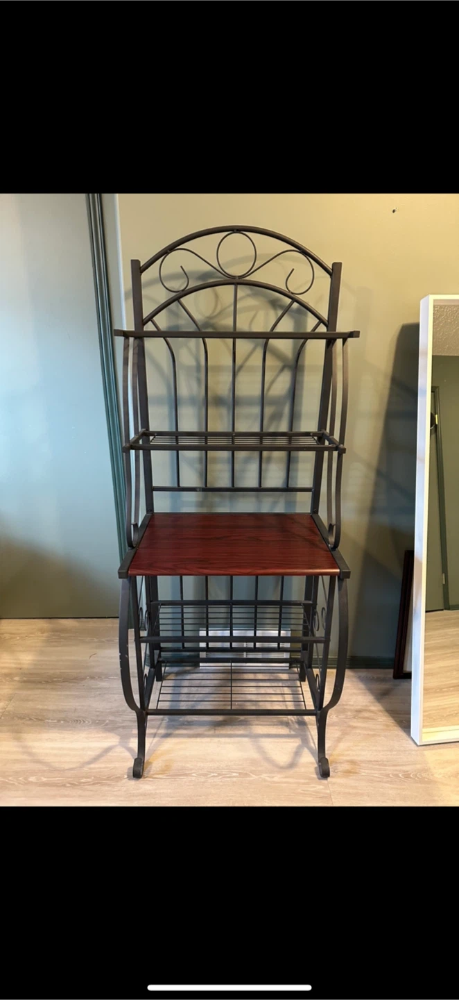 Metal and Wood Bakers Rack