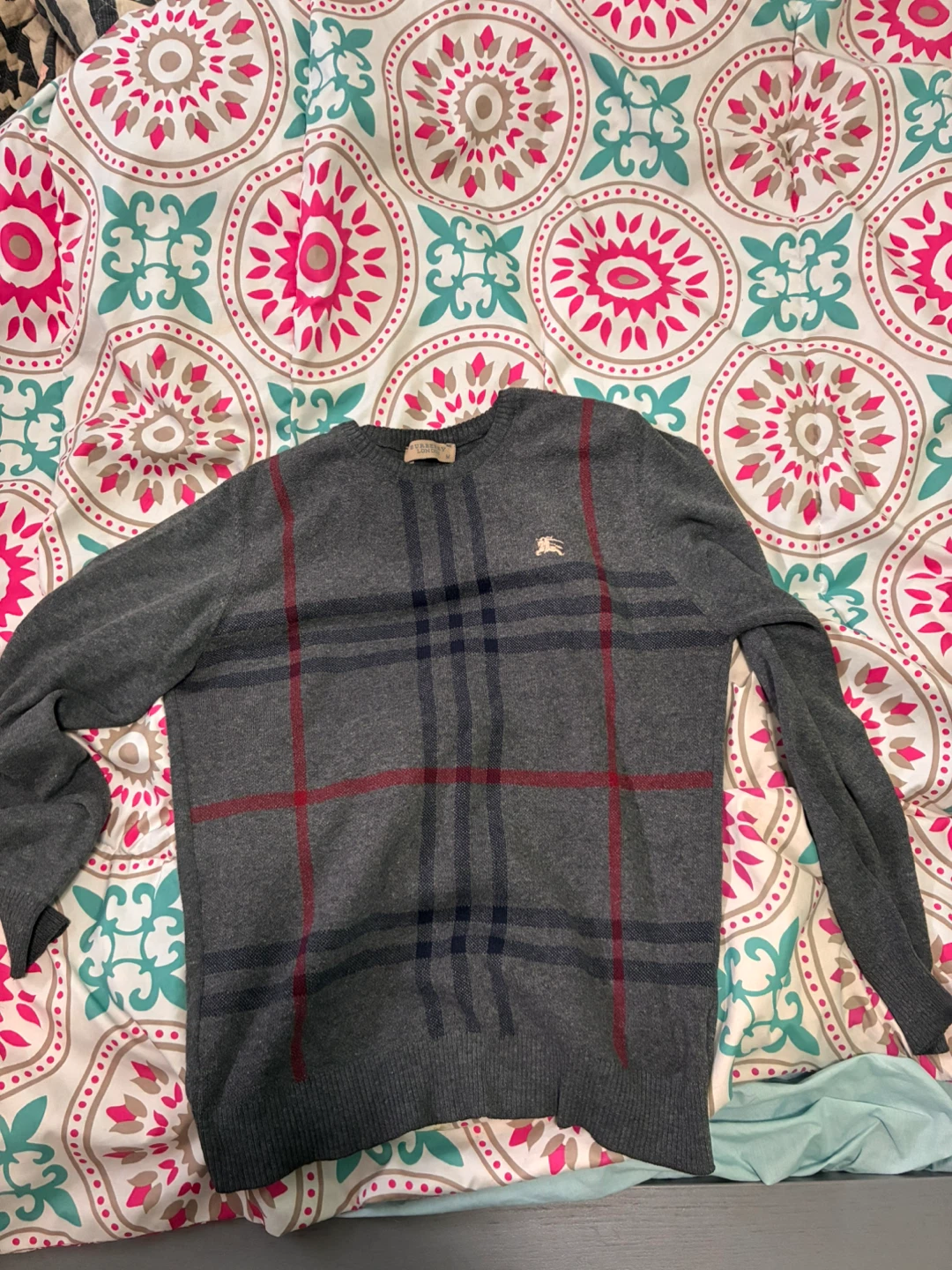 Burberry London Grey Cotton Sweater - Size M